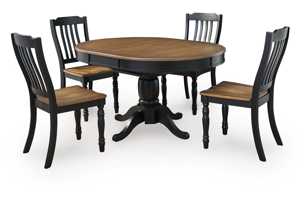 Phillinger Extension Dining Room Set In Black and Brown NCD619D2