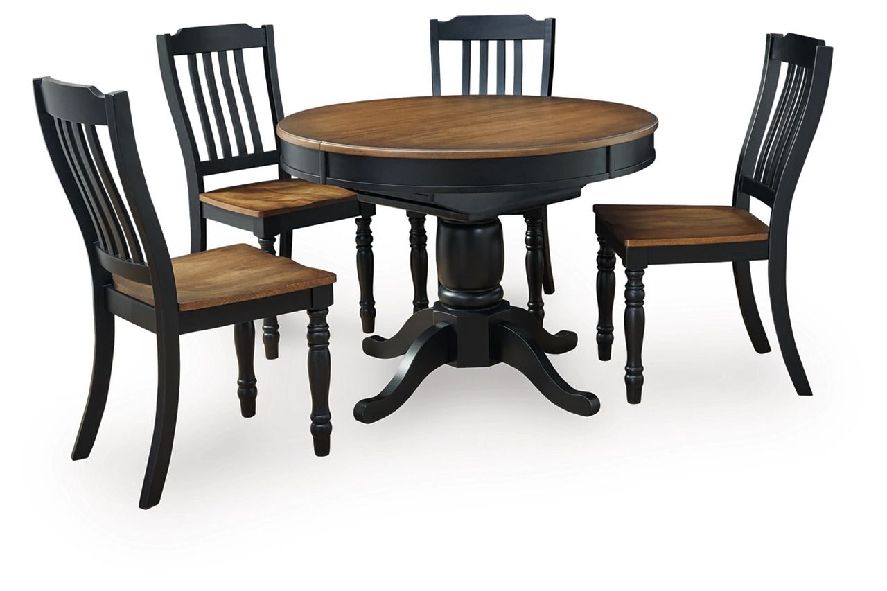 Phillinger Extension Dining Room Set In Black and Brown NCD619D2