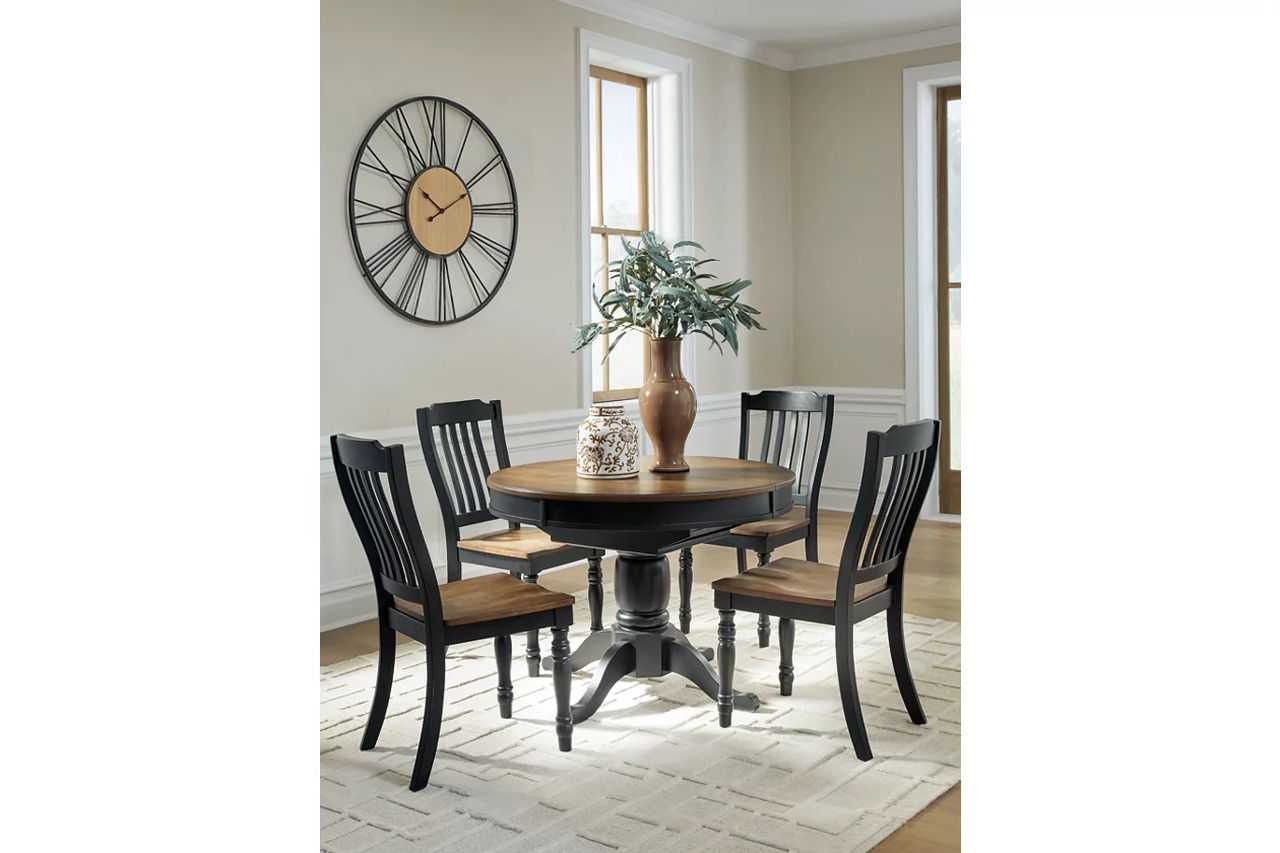 Phillinger Extension Dining Room Set In Black and Brown NCD619D2
