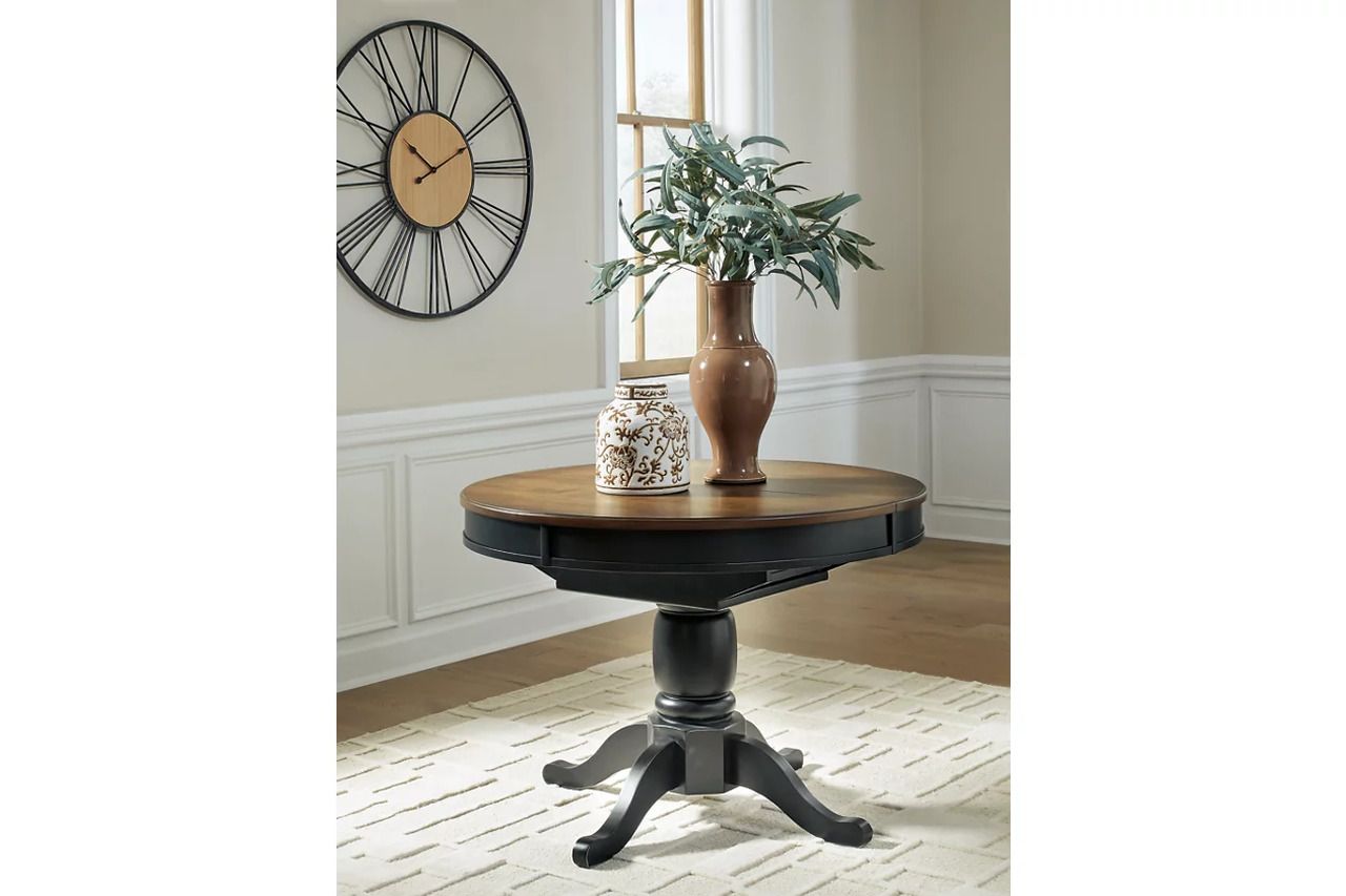 Phillinger Extension Dining Room Set In Black and Brown NCD619D2