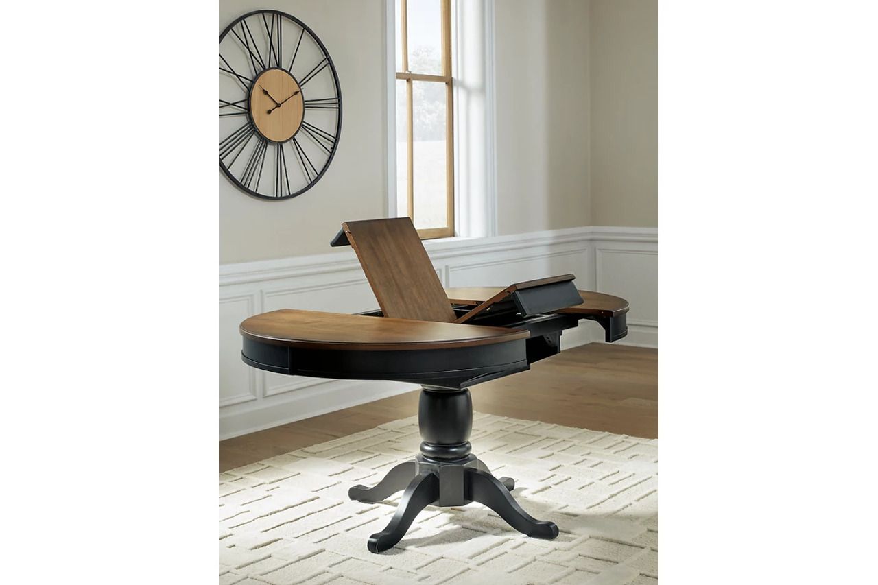 Phillinger Extension Dining Room Set In Black and Brown NCD619D2