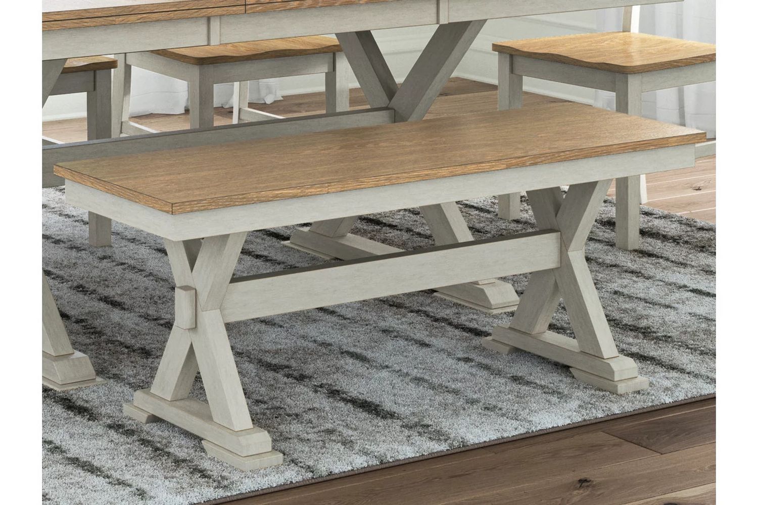 Westlinport 48 Inch Dining Bench In Natural and Antique White NCD62700