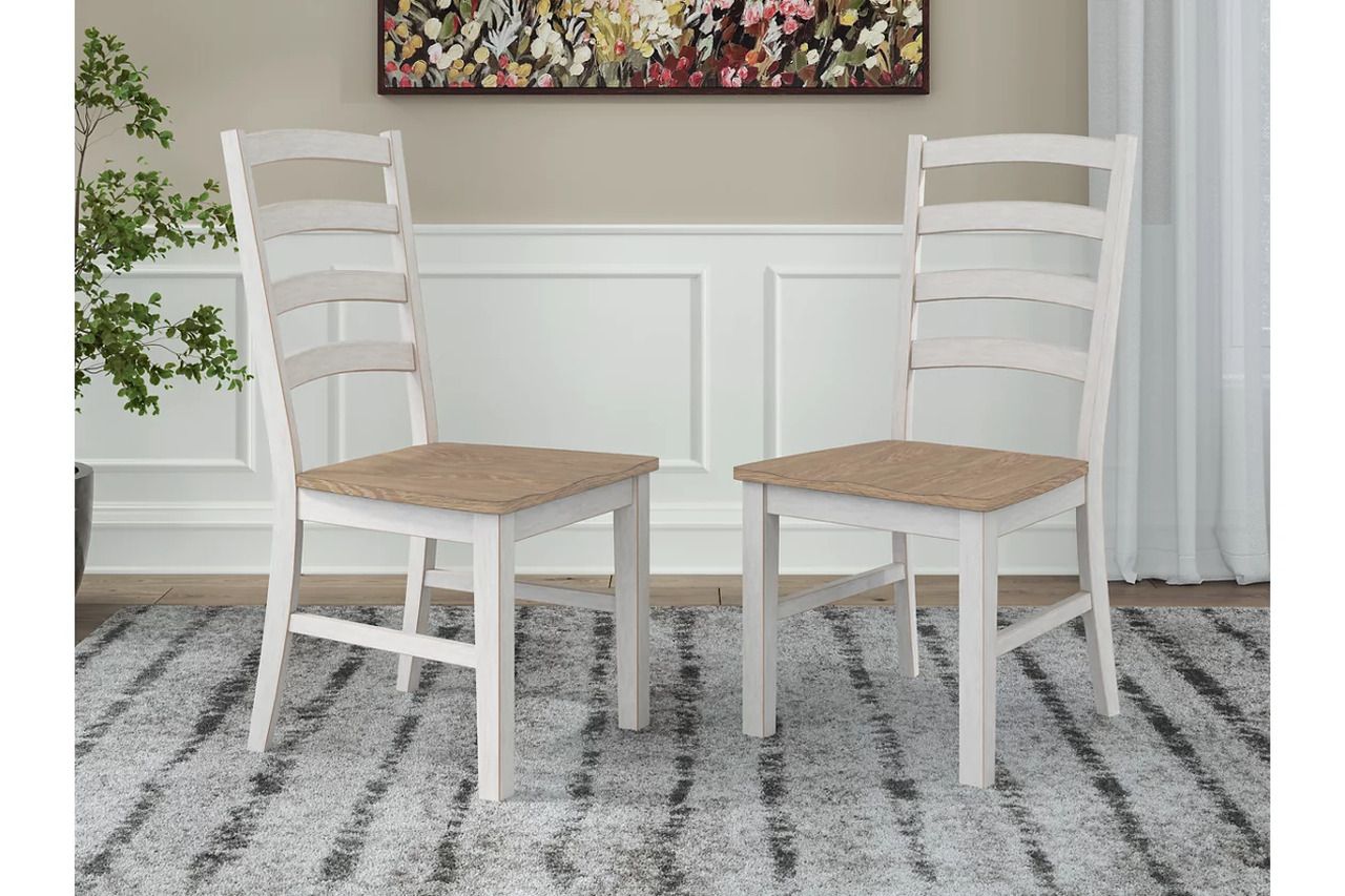 Westlinport Dining Chair Set of 2 In Natural and Antique White NCD62701
