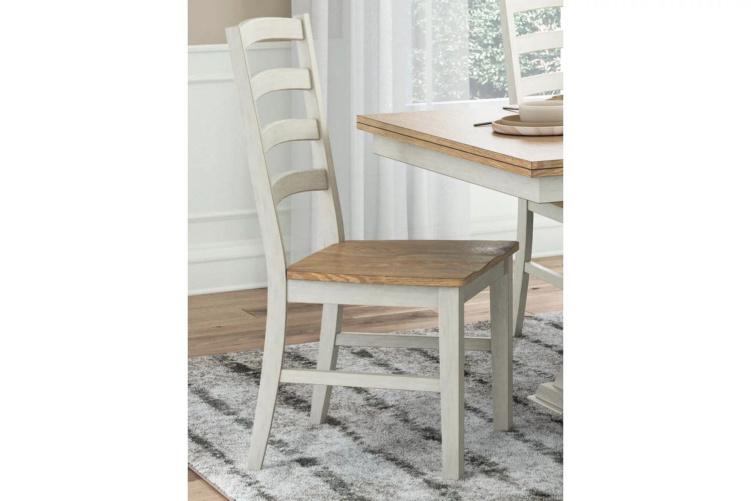 Westlinport Dining Chair Set of 2 In Natural and Antique White NCD62701