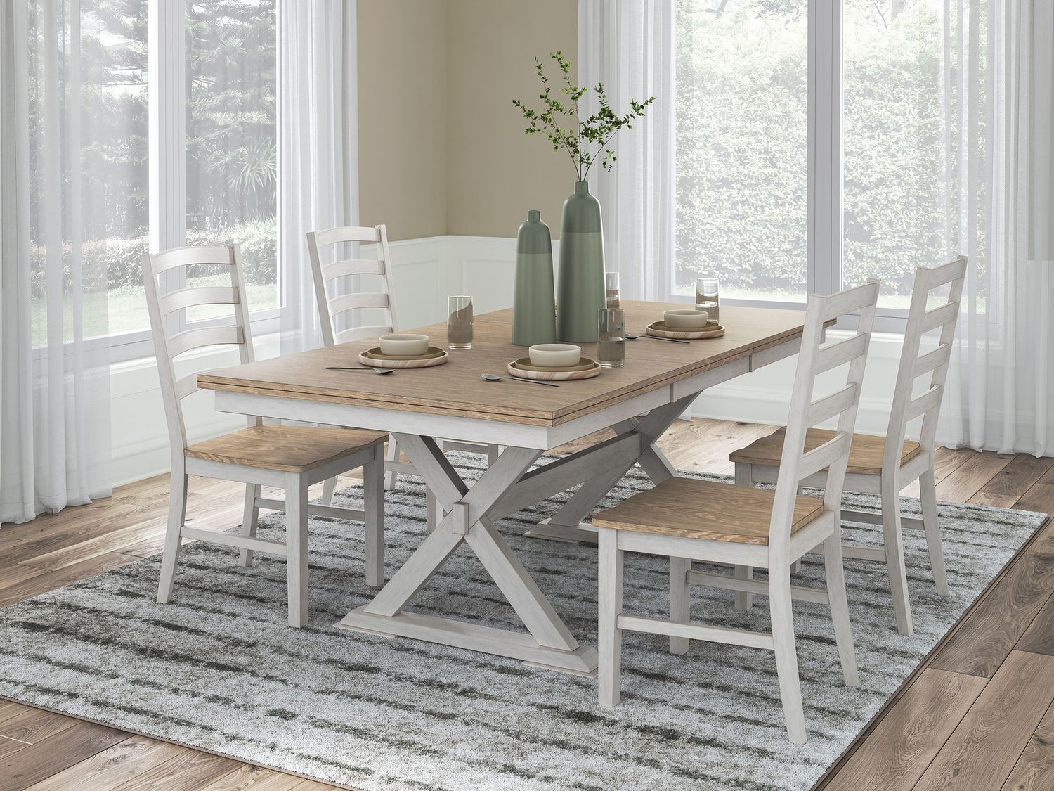Westlinport Dining Butterfly Extension Table In Natural and Antique White NCD62735