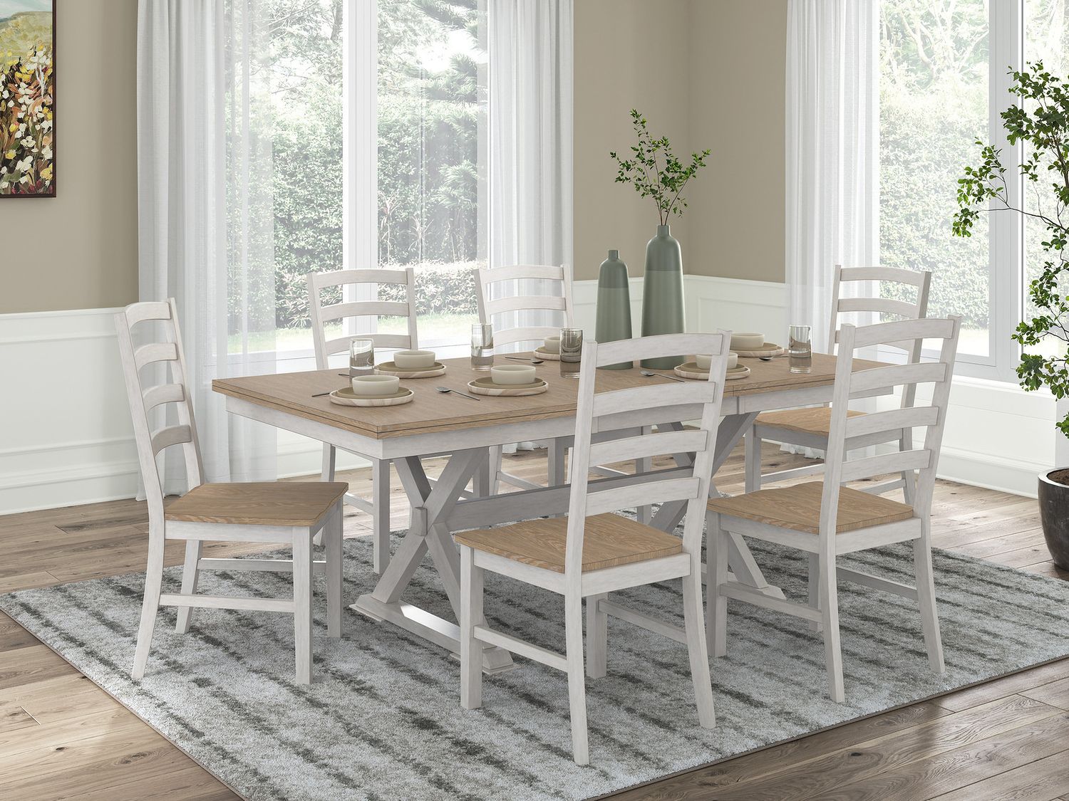 Westlinport Dining Butterfly Extension Table In Natural and Antique White NCD62735