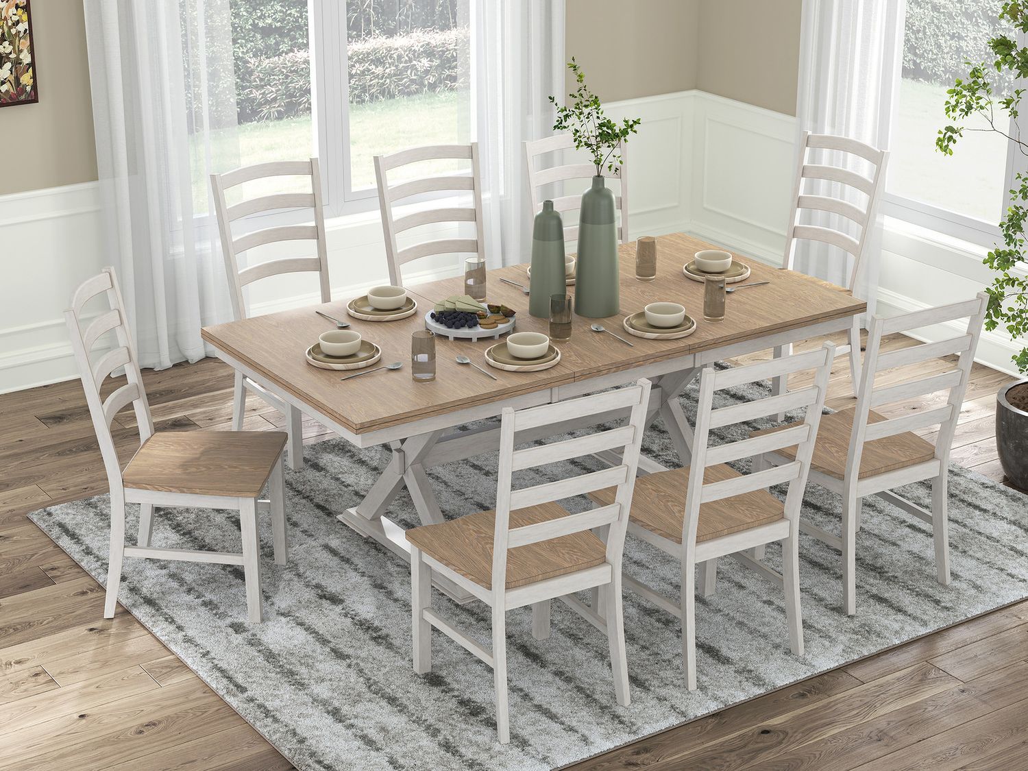 Westlinport Dining Butterfly Extension Table In Natural and Antique White NCD62735