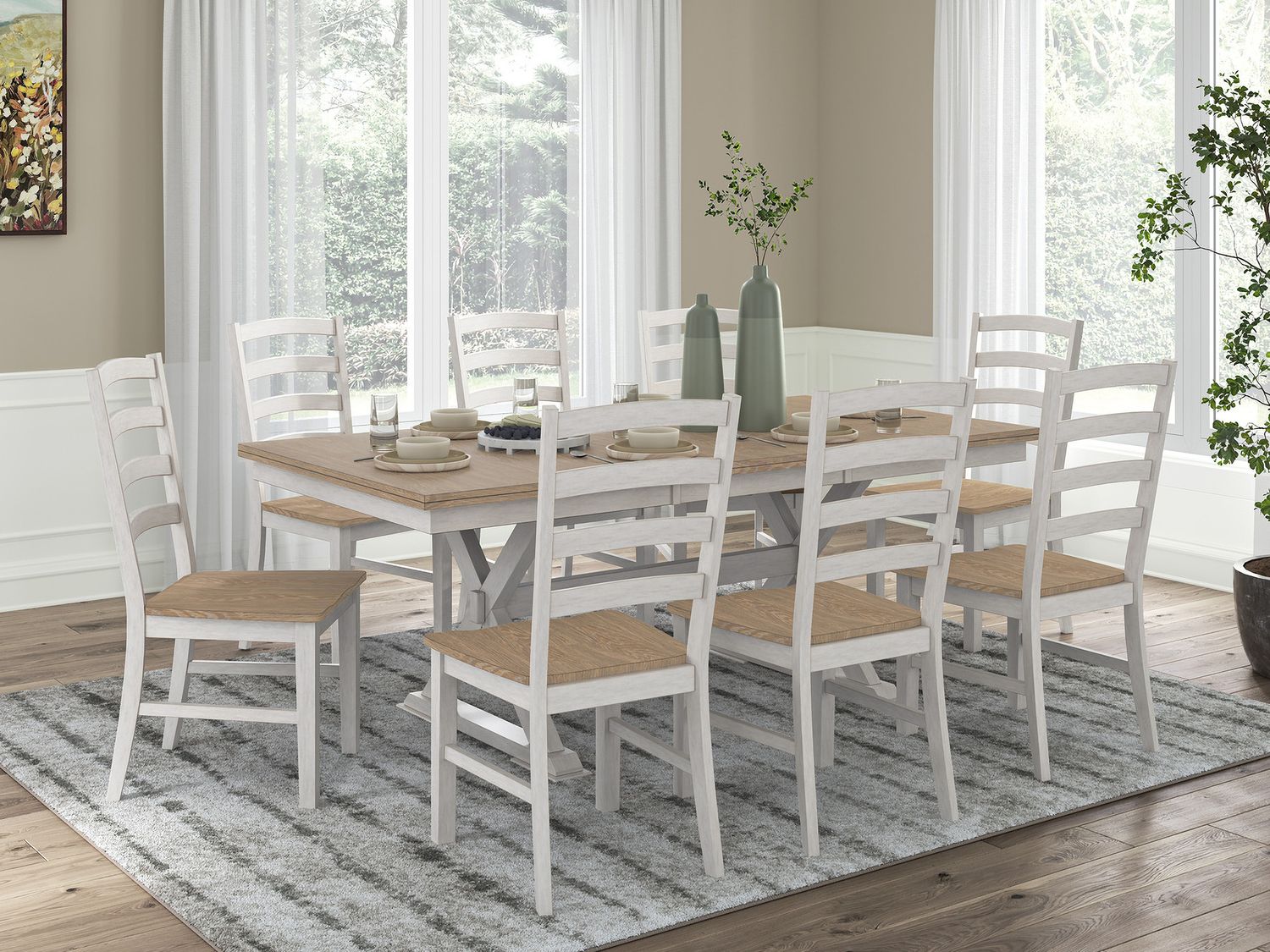 Westlinport Dining Butterfly Extension Table In Natural and Antique White NCD62735