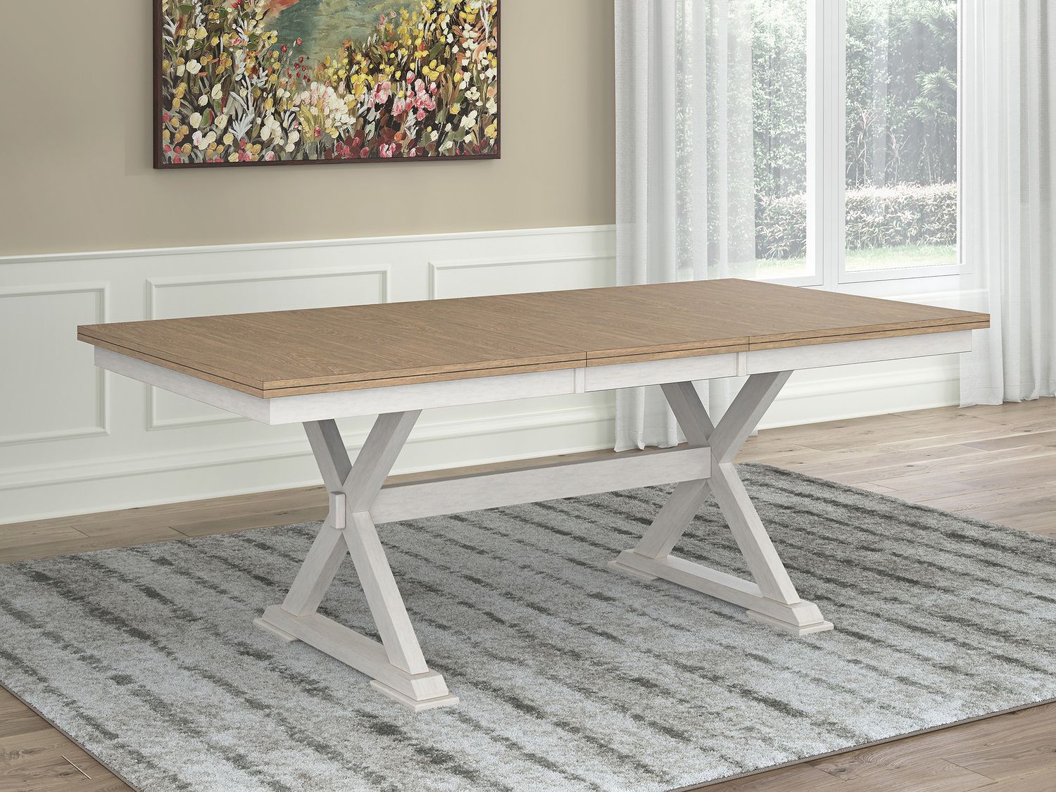 Westlinport Dining Butterfly Extension Table In Natural and Antique White NCD62735