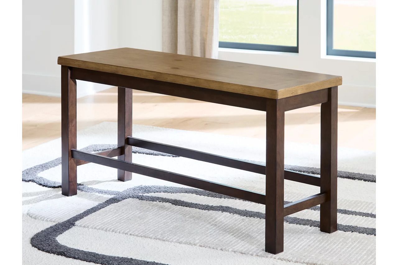 Sharlander Counter Height Dining Bench In Light Brown and Dark Brown NCD65109