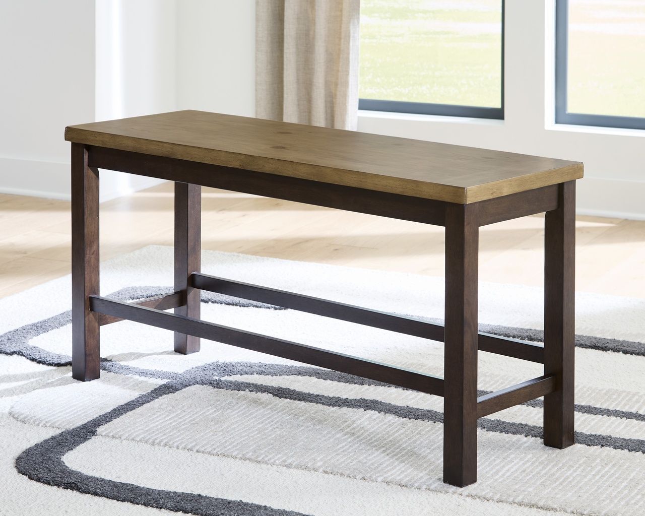 Sharlander Counter Height Dining Bench In Light Brown and Dark Brown NCD65109