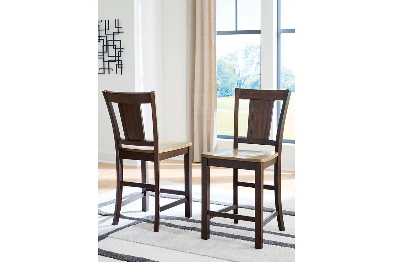 Sharlander Counter Height Barstool Set of 2 In Light Brown and Dark Brown NCD651124