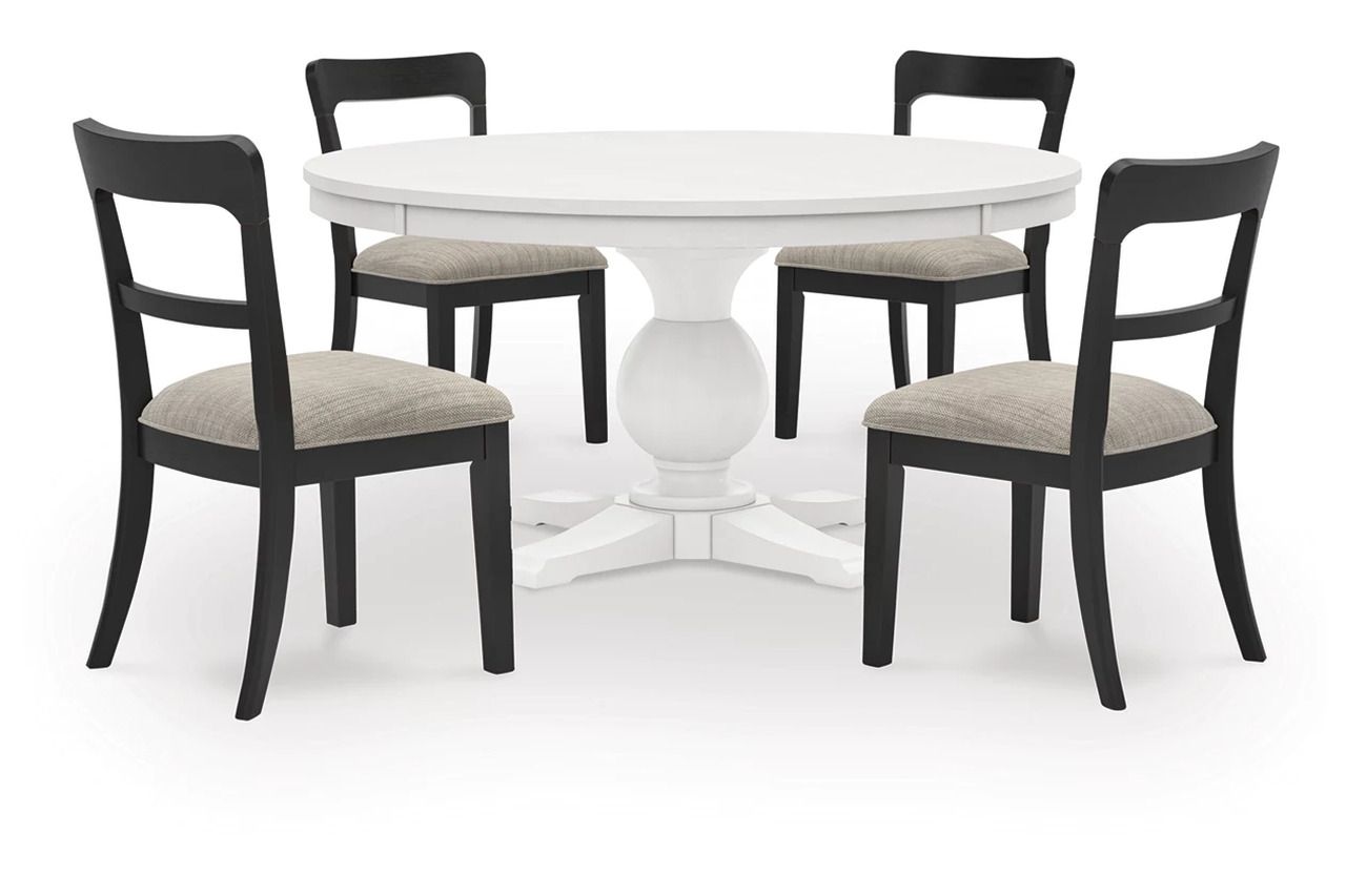 Basinger Dining Room Set In White and Brown NCD824D27