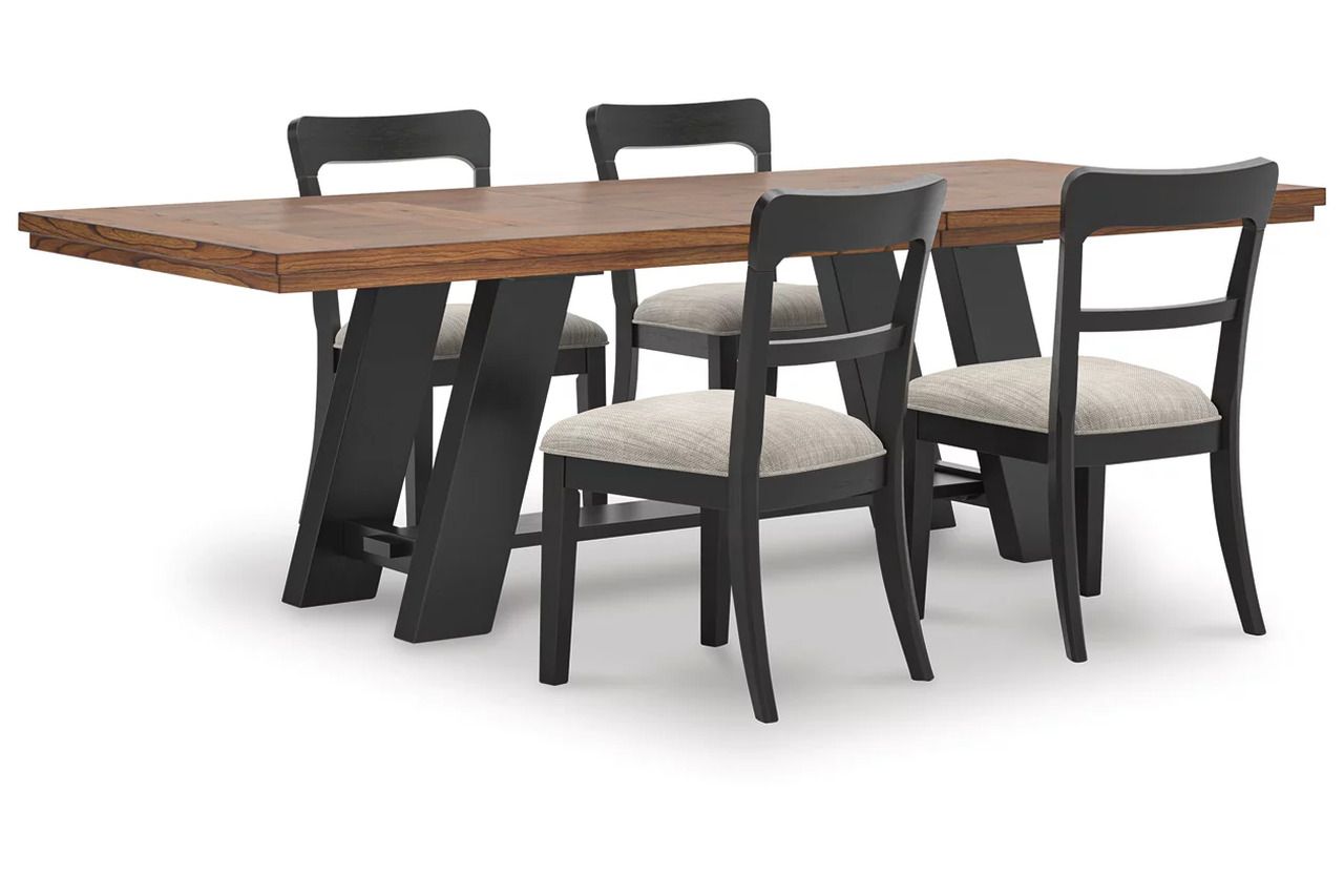 Basinger Extension Dining Room Set In Brown and Black NCD824D30