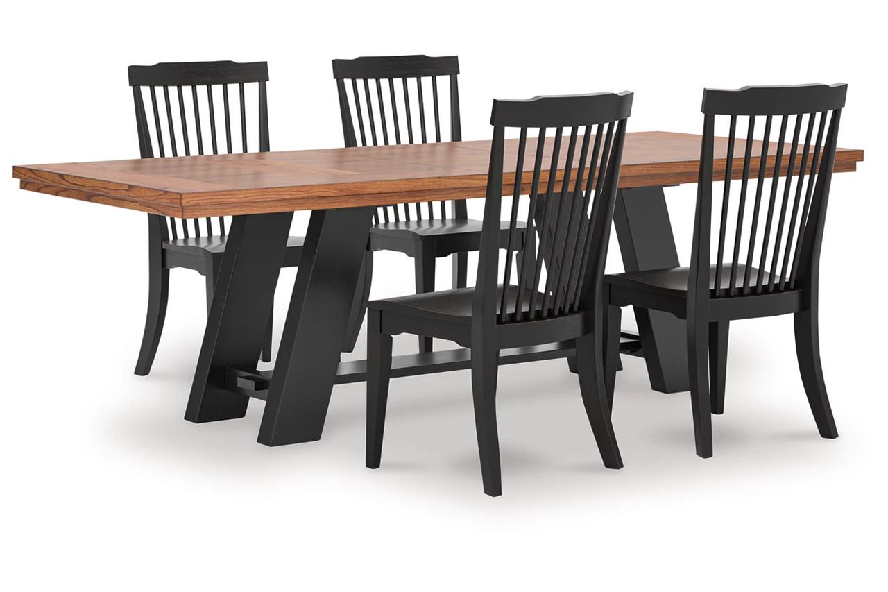 Basinger Extension Dining Room Set In Brown and Black NCD824D32