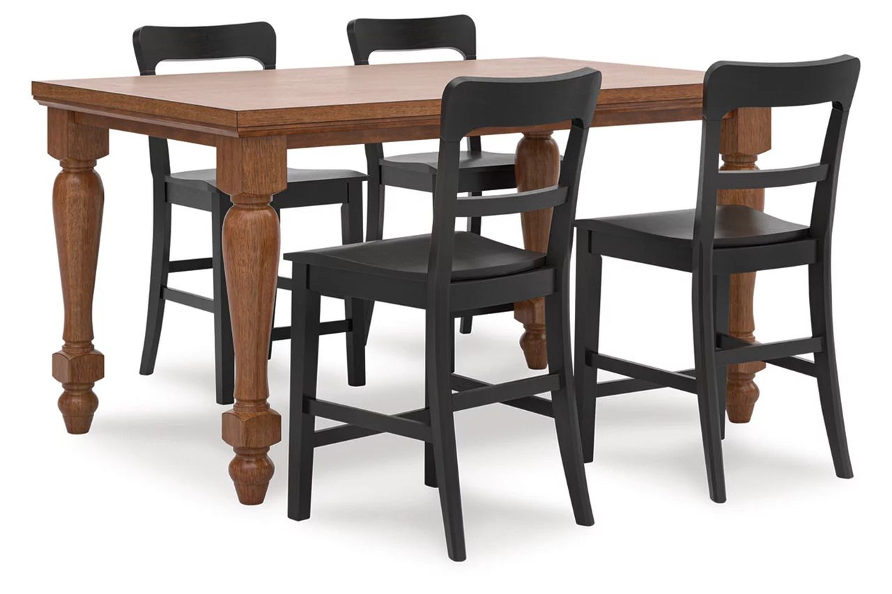 Basinger 5 Piece Counter Height Dining Room Set In Brown and Black NCD824D8