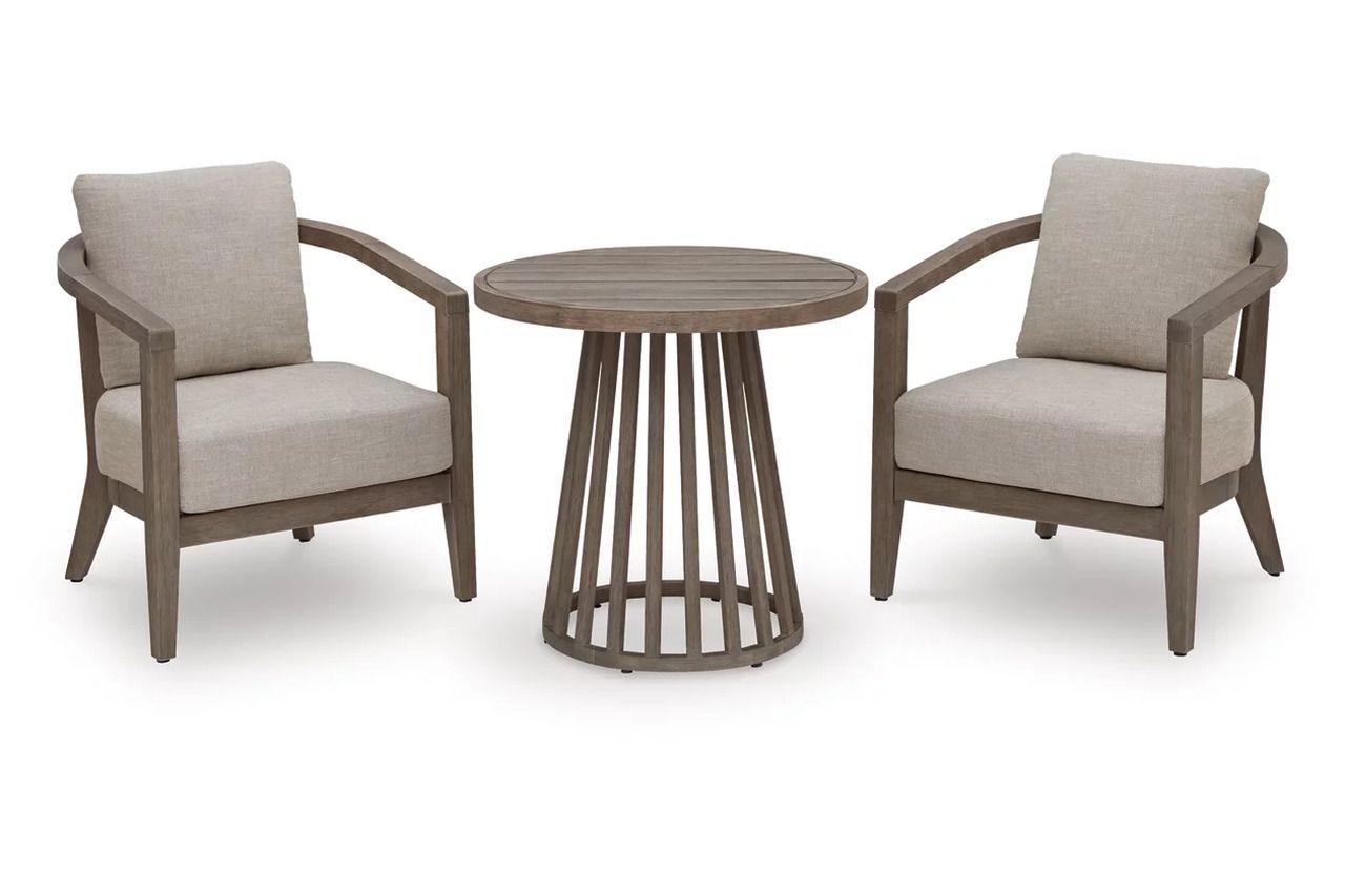 Cool Days Outdoor Chairs with Cushions/Table Set of 3 In Beige NCP310050