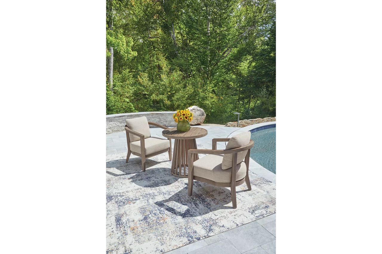 Cool Days Outdoor Chairs with Cushions/Table Set of 3 In Beige NCP310050