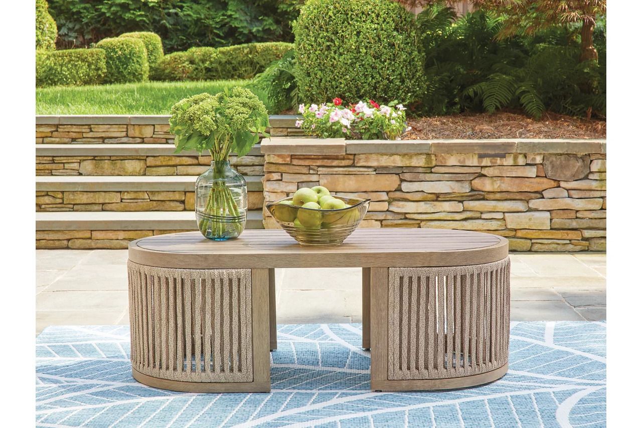Vision Lane Outdoor Coffee Table In Beige NCP604701