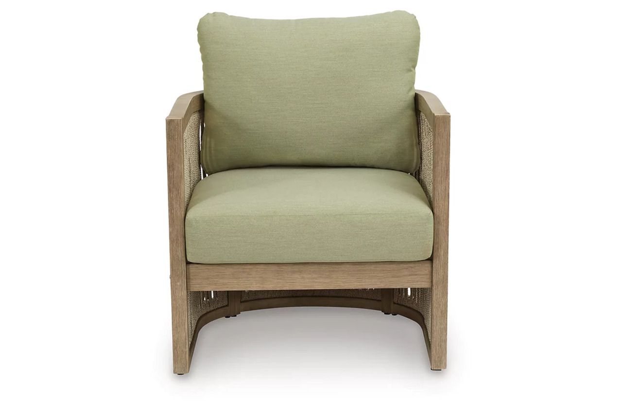 Vision Lane Outdoor Lounge Chair Set of 2 In Green and Beige NCP604820