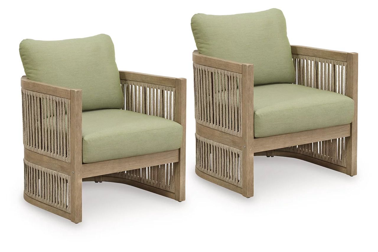 Vision Lane Outdoor Lounge Chair Set of 2 In Green and Beige NCP604820