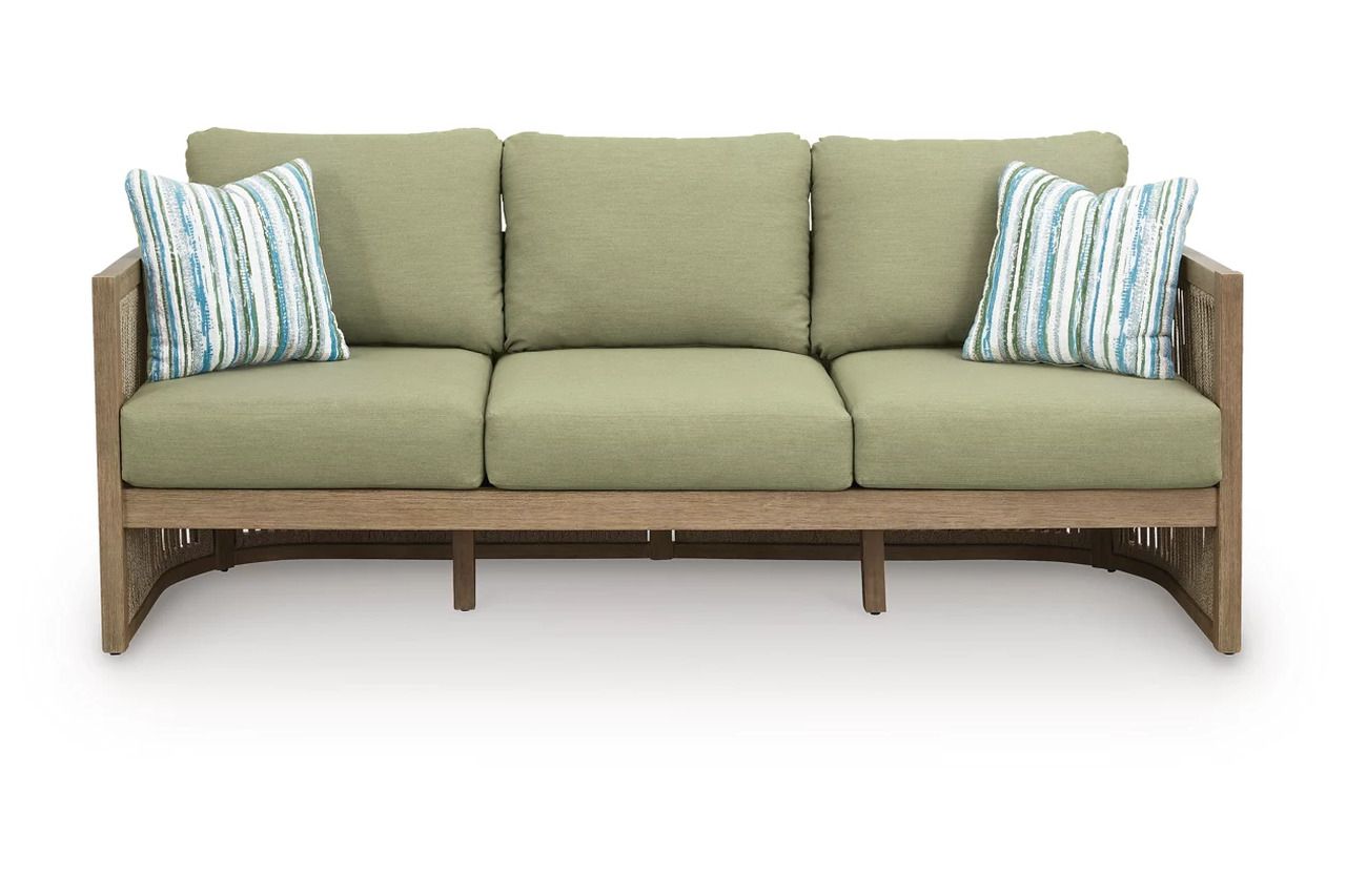 Vision Lane Outdoor Sofa with Cushion Set of 2 In Green and Beige NCP604838