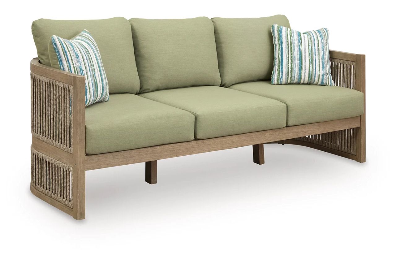 Vision Lane Outdoor Sofa with Cushion Set of 2 In Green and Beige NCP604838
