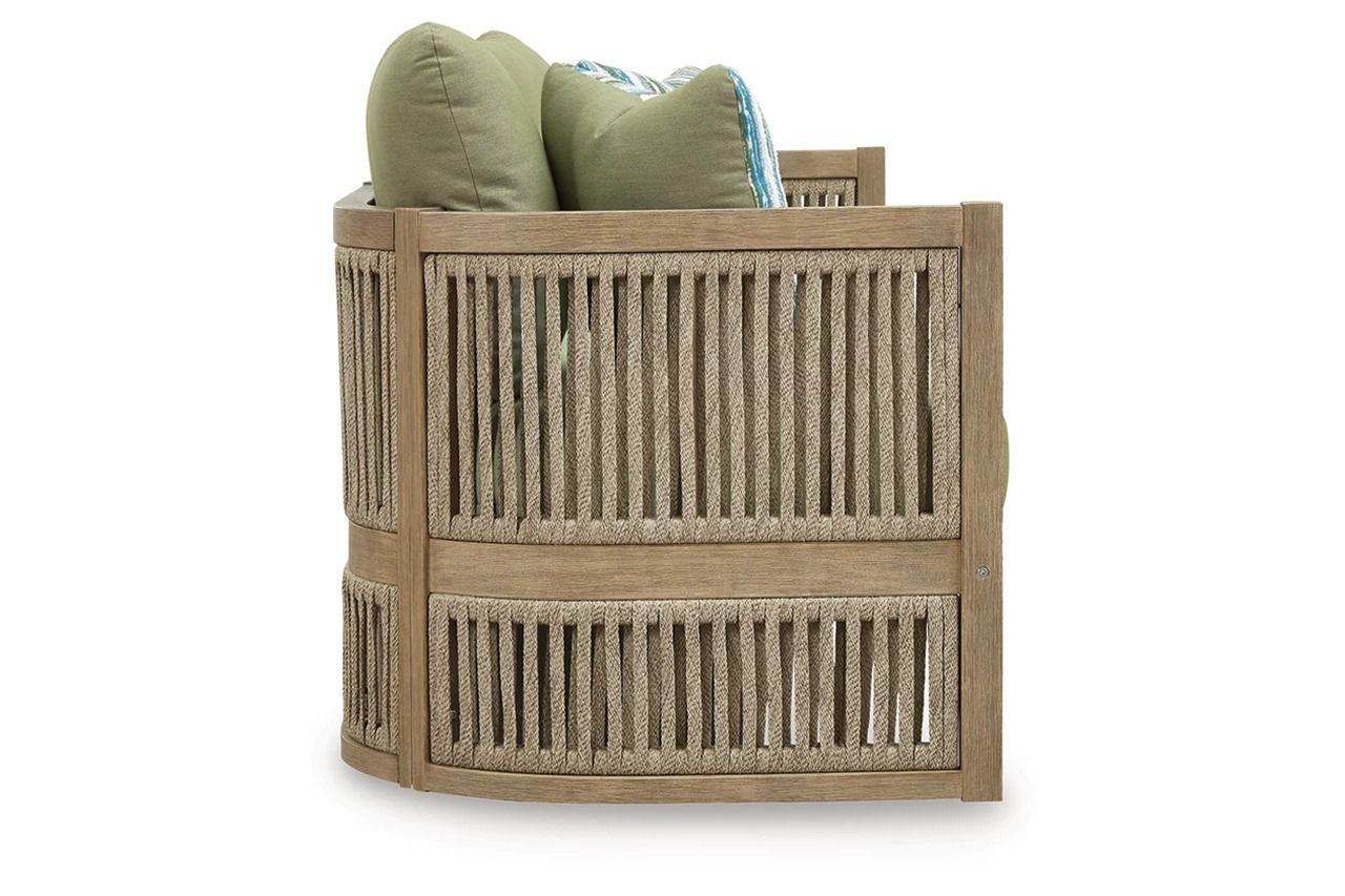 Vision Lane Outdoor Sofa with Cushion Set of 2 In Green and Beige NCP604838