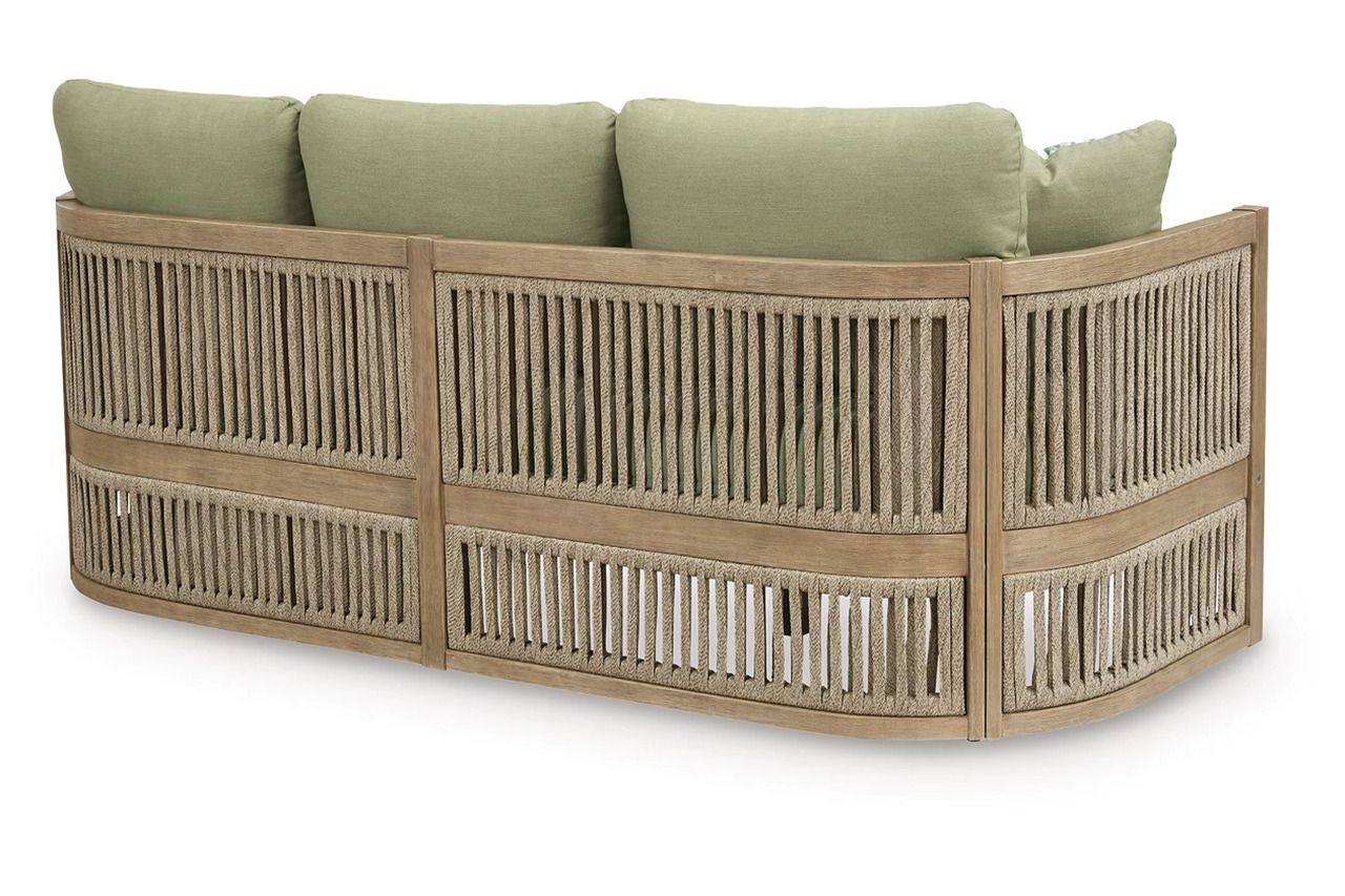 Vision Lane Outdoor Sofa with Cushion Set of 2 In Green and Beige NCP604838