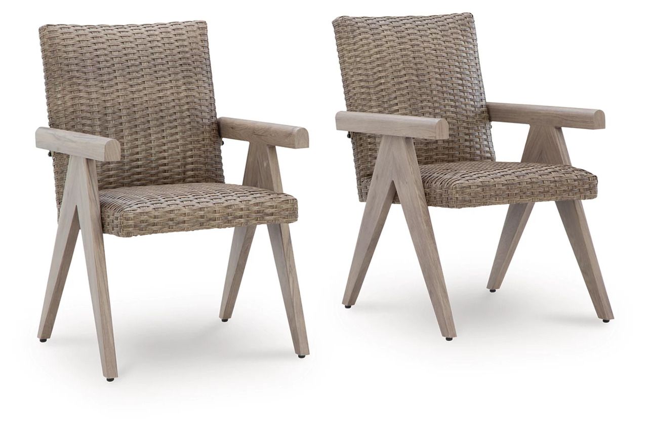 Haven Retreat Outdoor Arm Chair Set of 2 In Beige NCP690601A