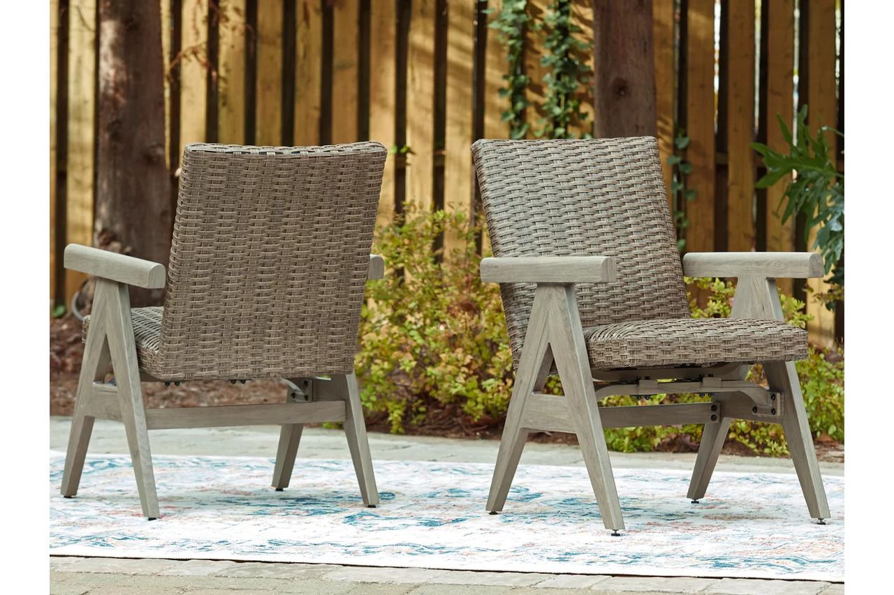 Haven Retreat Outdoor Rocking Arm Chair Set of 2 In Beige NCP690602A