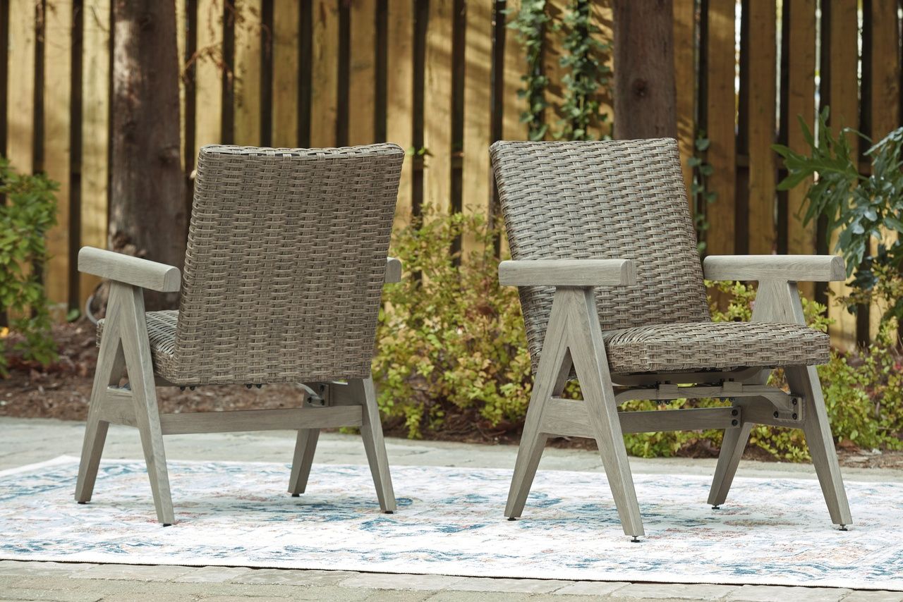 Haven Retreat Outdoor Rocking Arm Chair Set of 2 In Beige NCP690602A