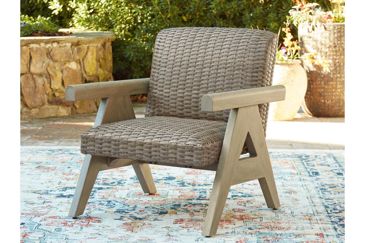 Haven Retreat Outdoor Rocking Lounge Chair In Beige NCP690821