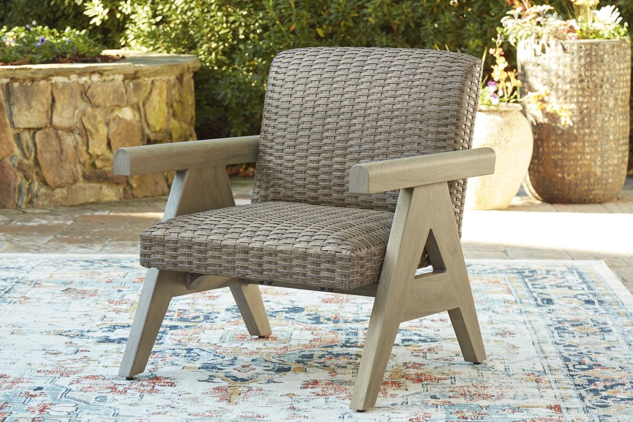 Haven Retreat Outdoor Rocking Lounge Chair In Beige NCP690821