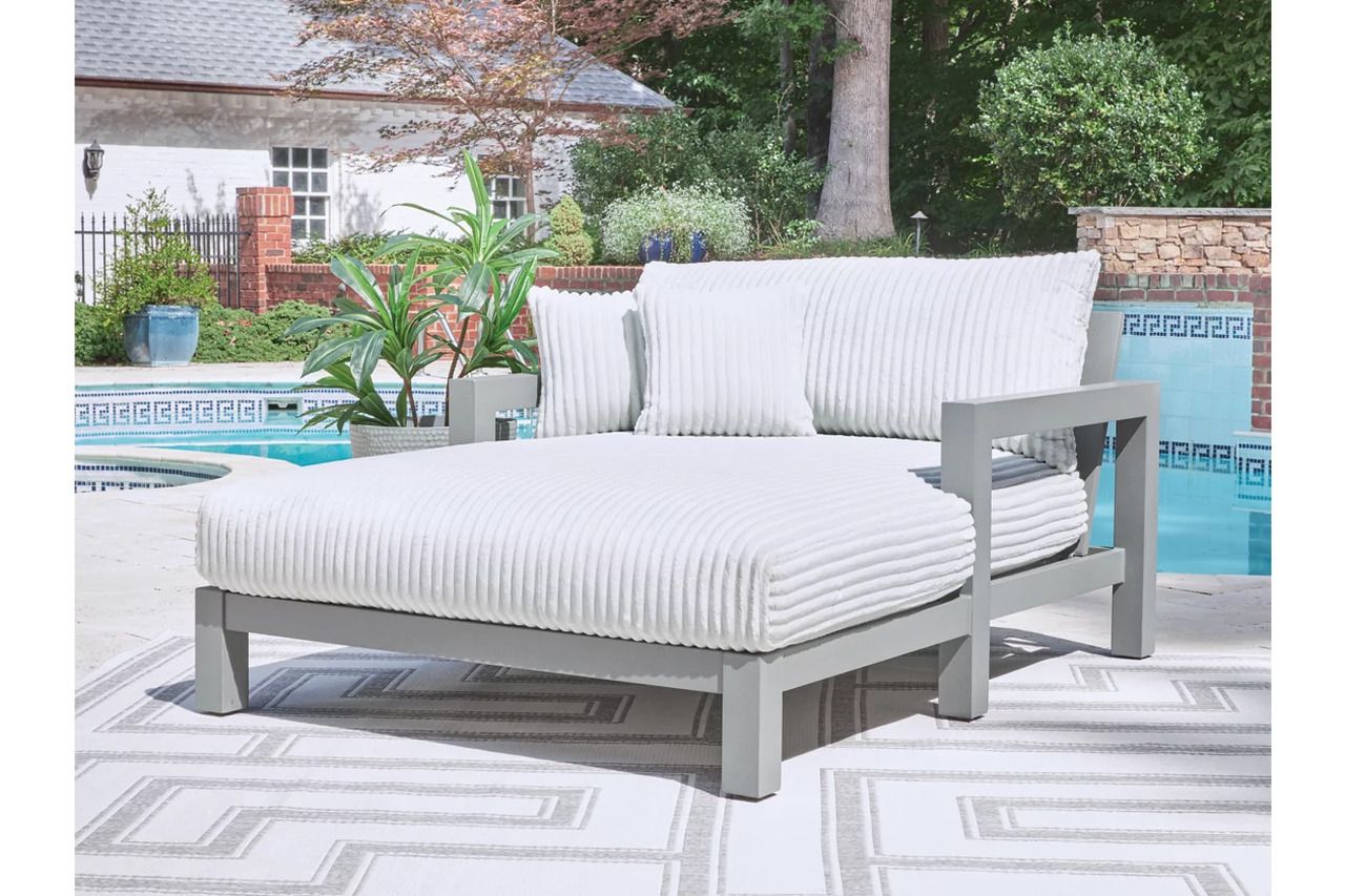 Agoda Pearl Outdoor Chaise Lounge with Cushion In Gray NCP695815