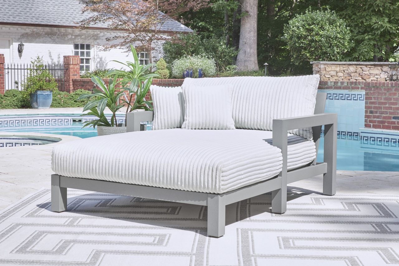 Agoda Pearl Outdoor Chaise Lounge with Cushion In Gray NCP695815
