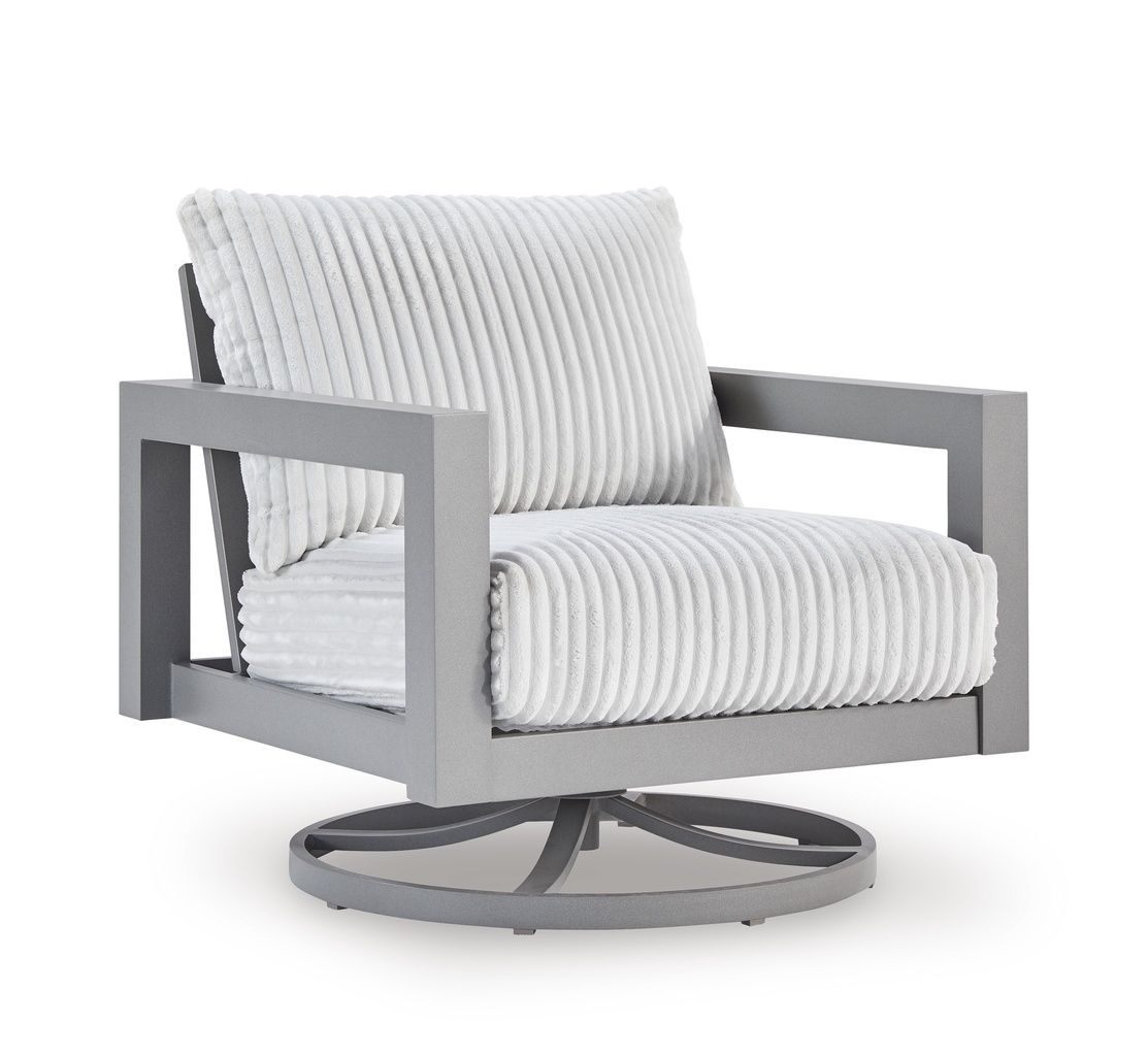 Agoda Pearl Outdoor Swivel Chair with Cushion In Gray NCP695821