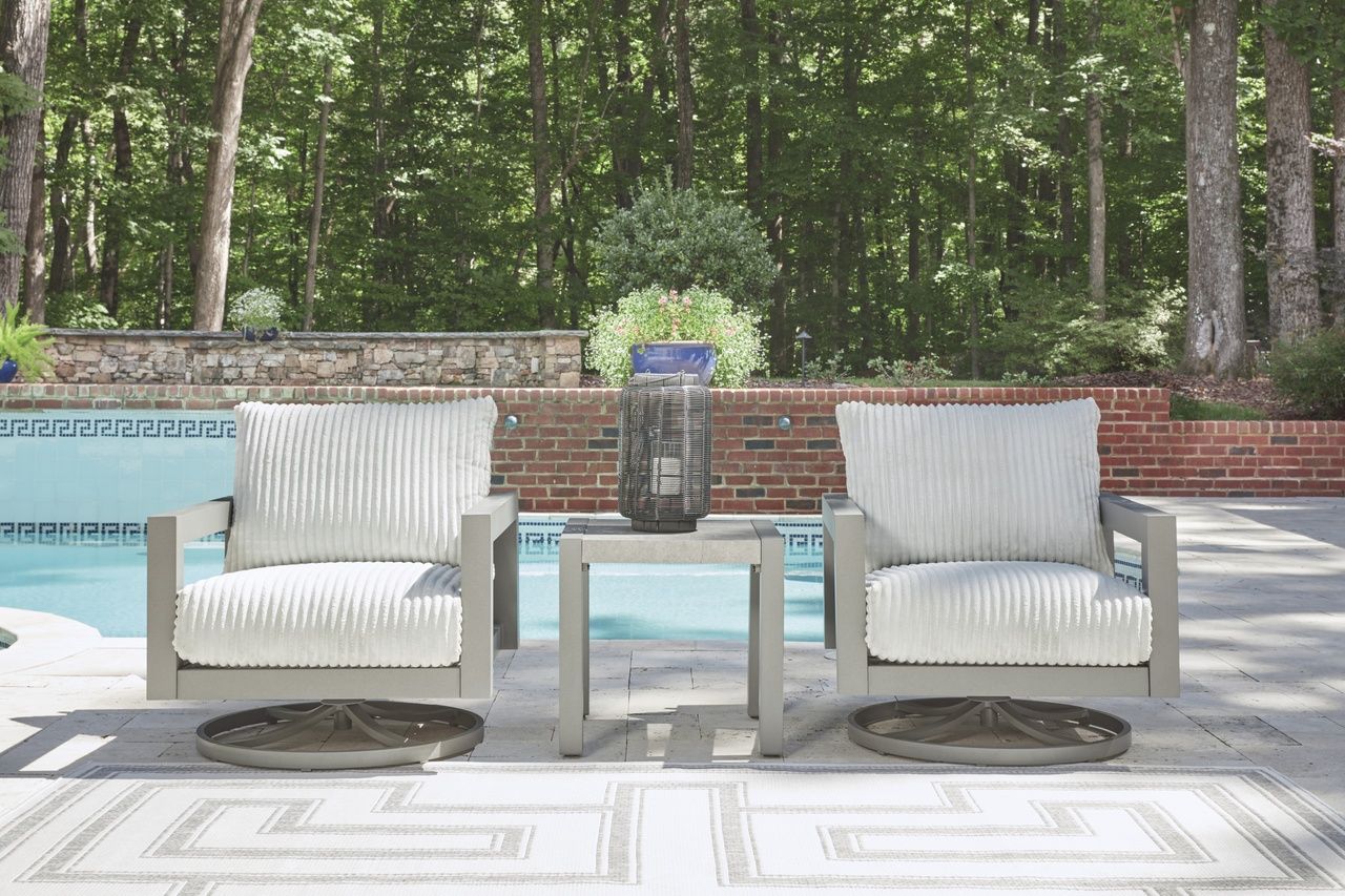 Agoda Pearl Outdoor Swivel Chair with Cushion In Gray NCP695821