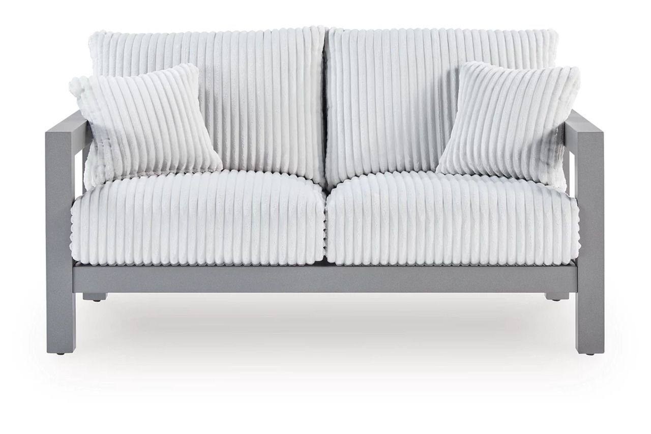 Agoda Pearl Outdoor Loveseat with Cushion In Gray NCP695835