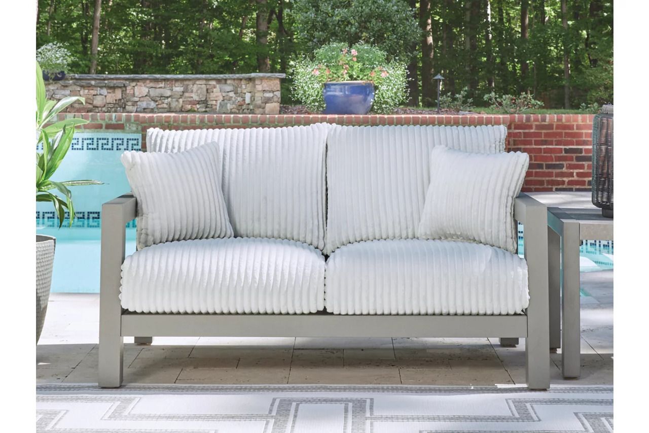 Agoda Pearl Outdoor Loveseat with Cushion In Gray NCP695835