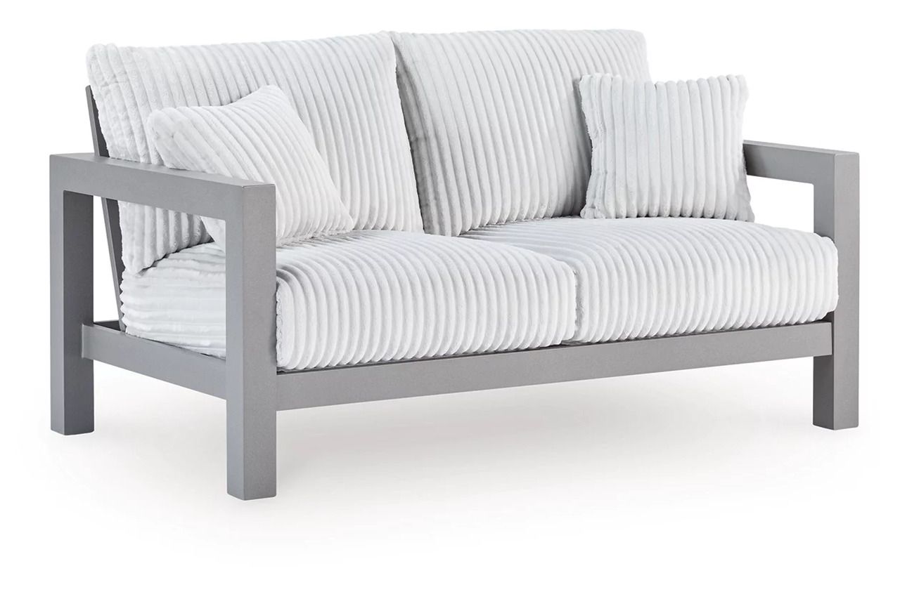 Agoda Pearl Outdoor Loveseat with Cushion In Gray NCP695835
