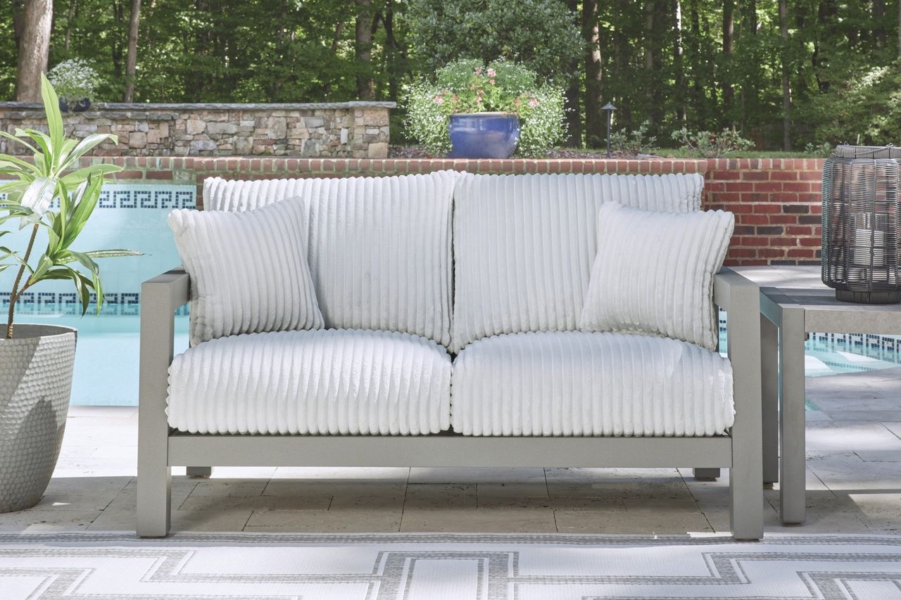 Agoda Pearl Outdoor Loveseat with Cushion In Gray NCP695835