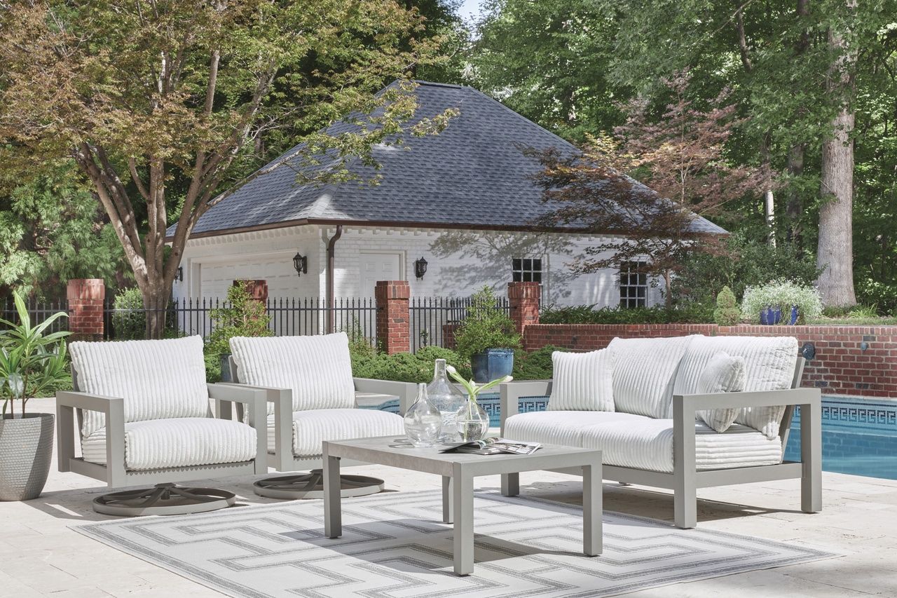 Agoda Pearl Outdoor Loveseat with Cushion In Gray NCP695835