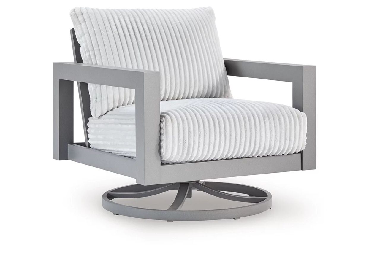 Agoda Pearl Outdoor Sofa with 2 Lounge Chairs and Coffee Table In Gray NCP695P2