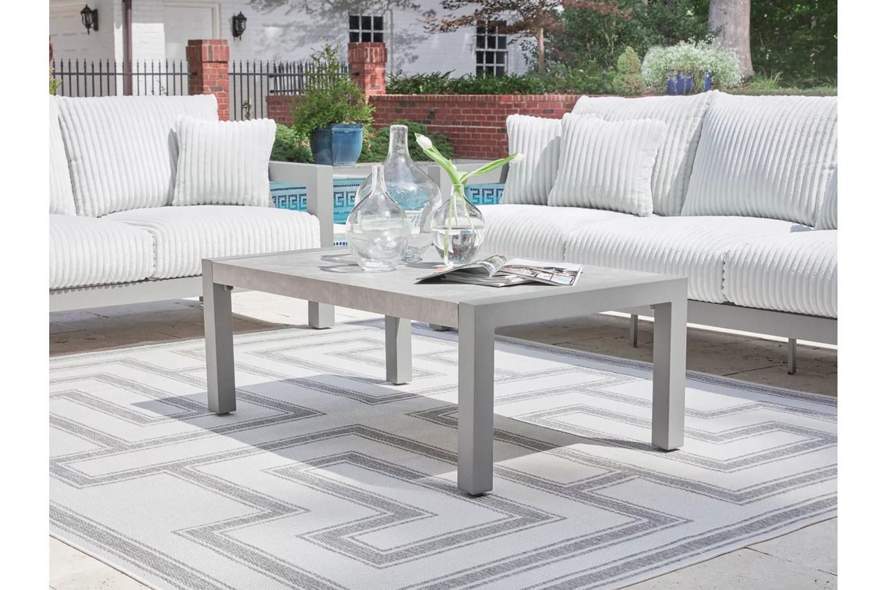 Agoda Pearl Outdoor Sofa with 2 Lounge Chairs and Coffee Table In Gray NCP695P2