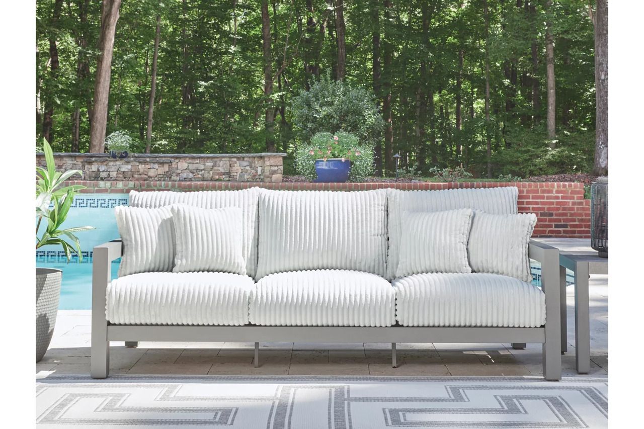 Agoda Pearl Outdoor Sofa with 2 Lounge Chairs and Coffee Table In Gray NCP695P2