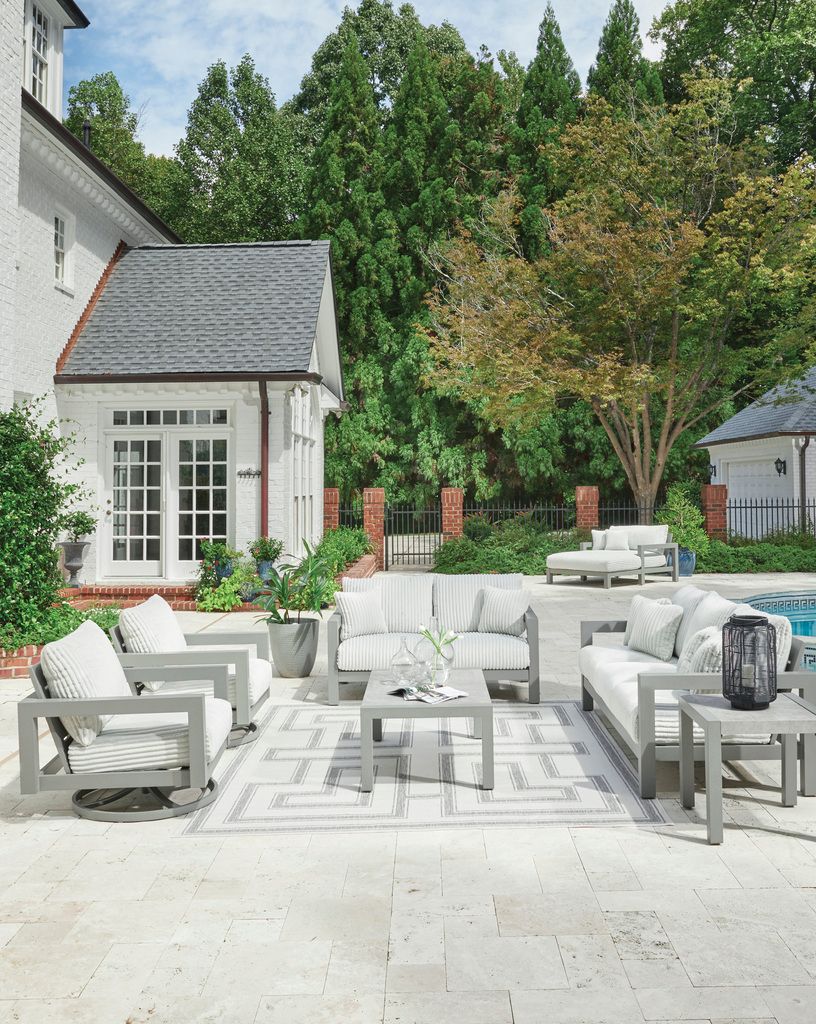 Agoda Pearl Outdoor Sofa with 2 Lounge Chairs and Coffee Table In Gray NCP695P2