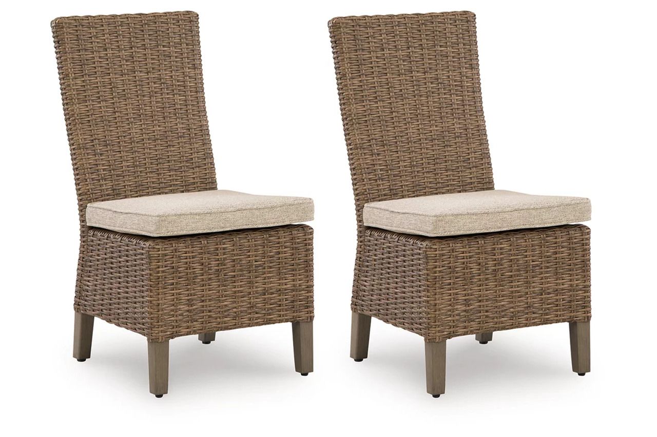 Carmel Bay Side Chair with Cushion Set of 2 In Beige NCP790601