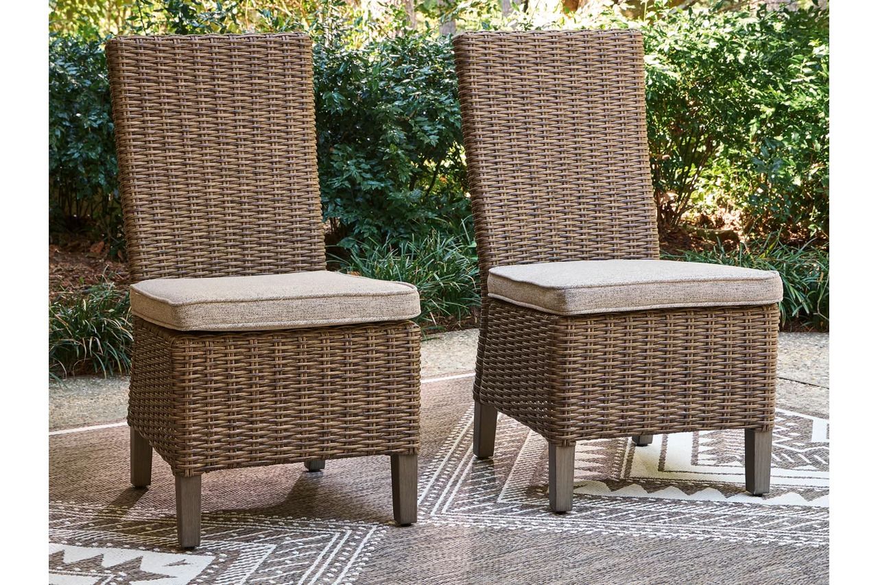Carmel Bay Side Chair with Cushion Set of 2 In Beige NCP790601