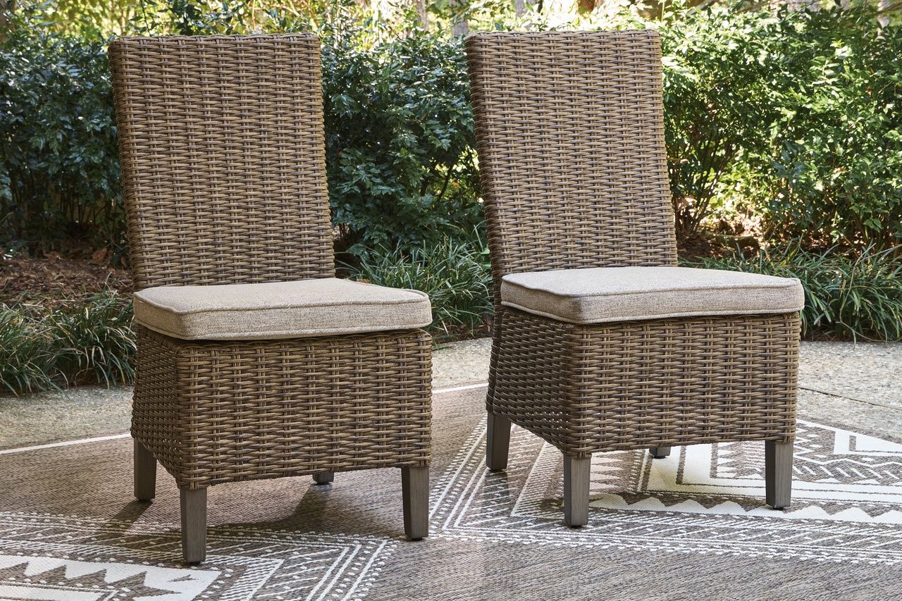 Carmel Bay Side Chair with Cushion Set of 2 In Beige NCP790601